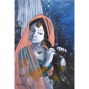 Baber Azeemi, 24 x 36 Inch, Oil on Paper, Figurative Painting, AC-BAZ-008